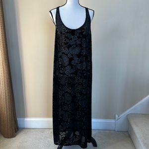 Black Long Burnout Beach Cover Up